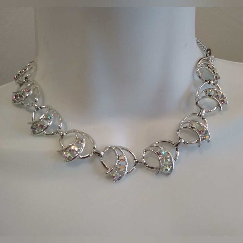 Abstract Necklace AB Crystal Accents